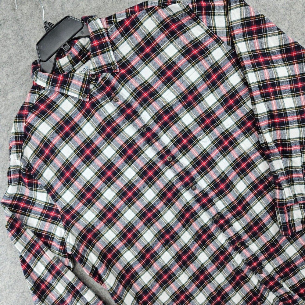 Croft & Barrow Flannel Shirt Men's XXL Red White Blue Plaid Button Down Cotton